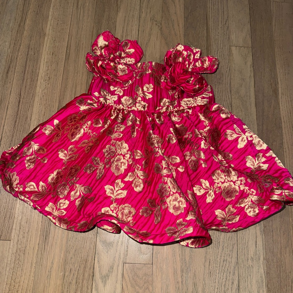 Floral Pink and Gold Dress size 2-3T